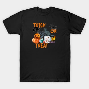 Halloween, Trick or Treat, Cat Witch T-Shirt